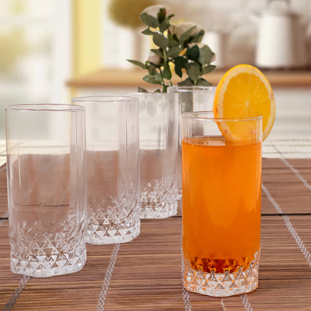 Elegant Facet Tall Drinking Glasses