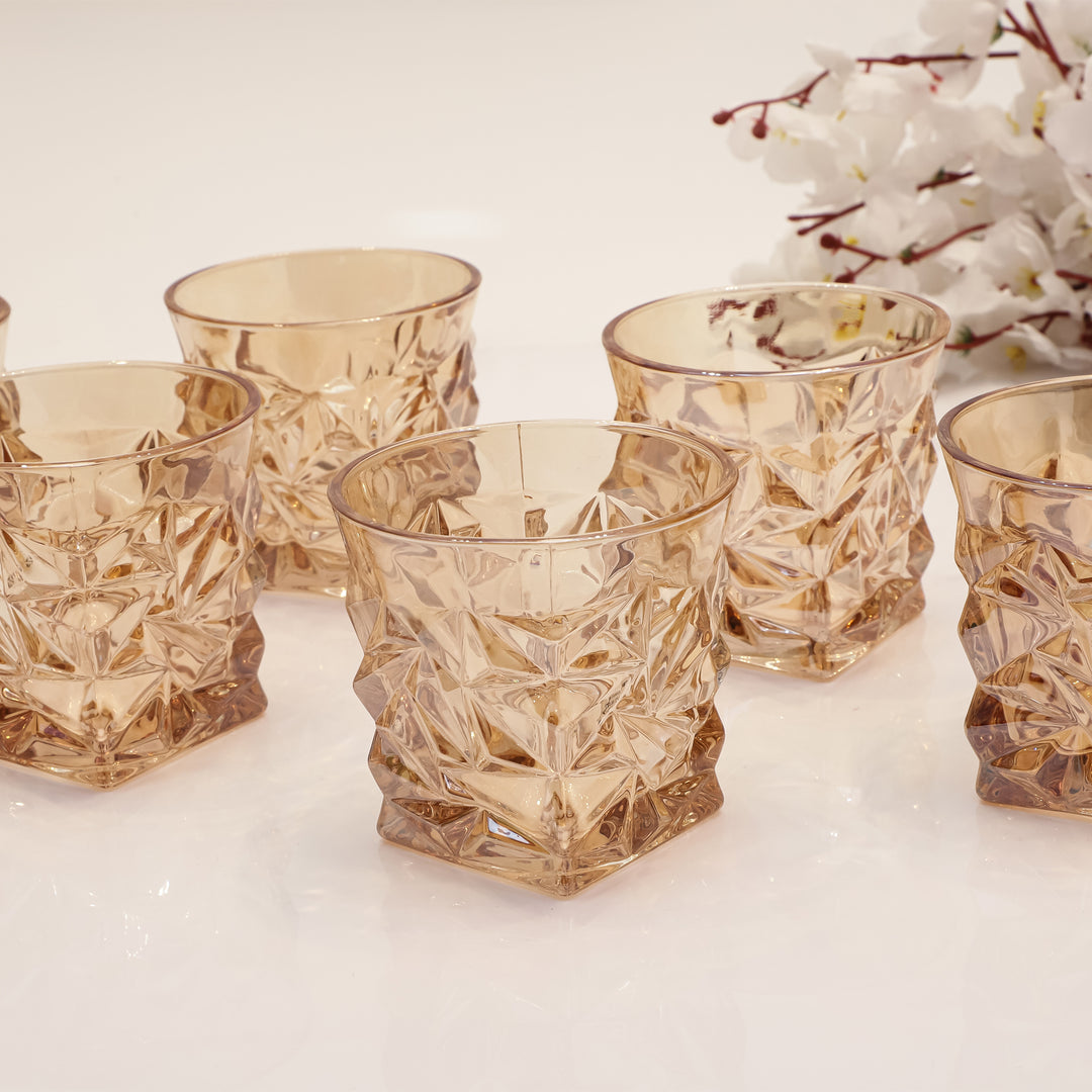 Amber Prism Jewel Glassware Set