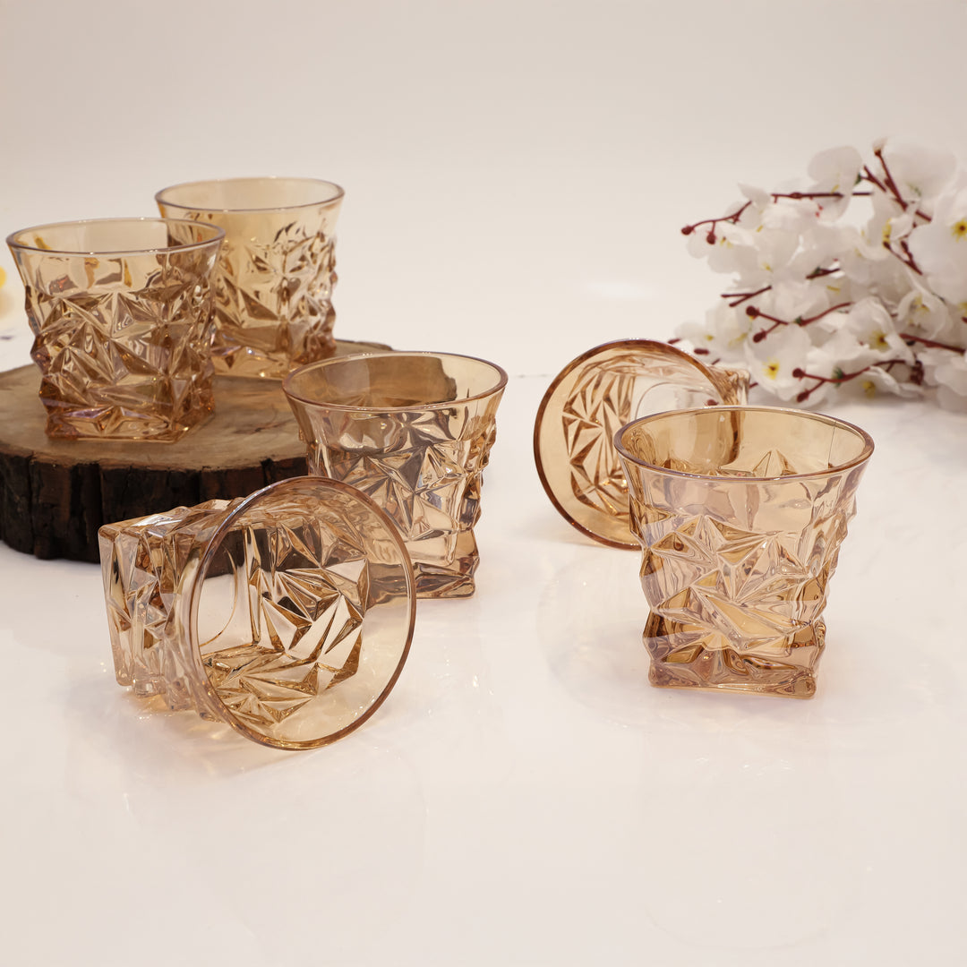 Amber Prism Jewel Glassware Set