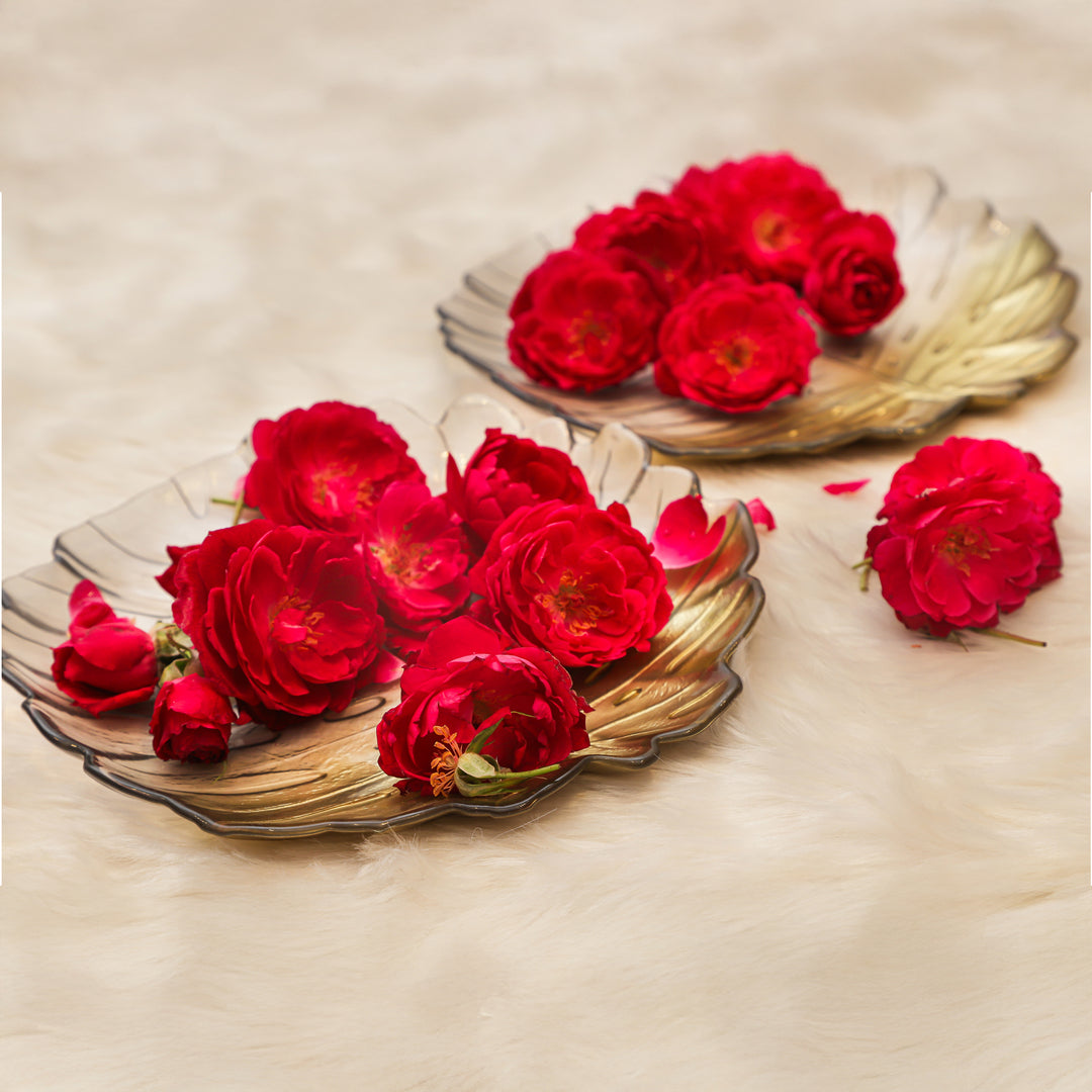 Elegant Golden Leaf Serving Platter