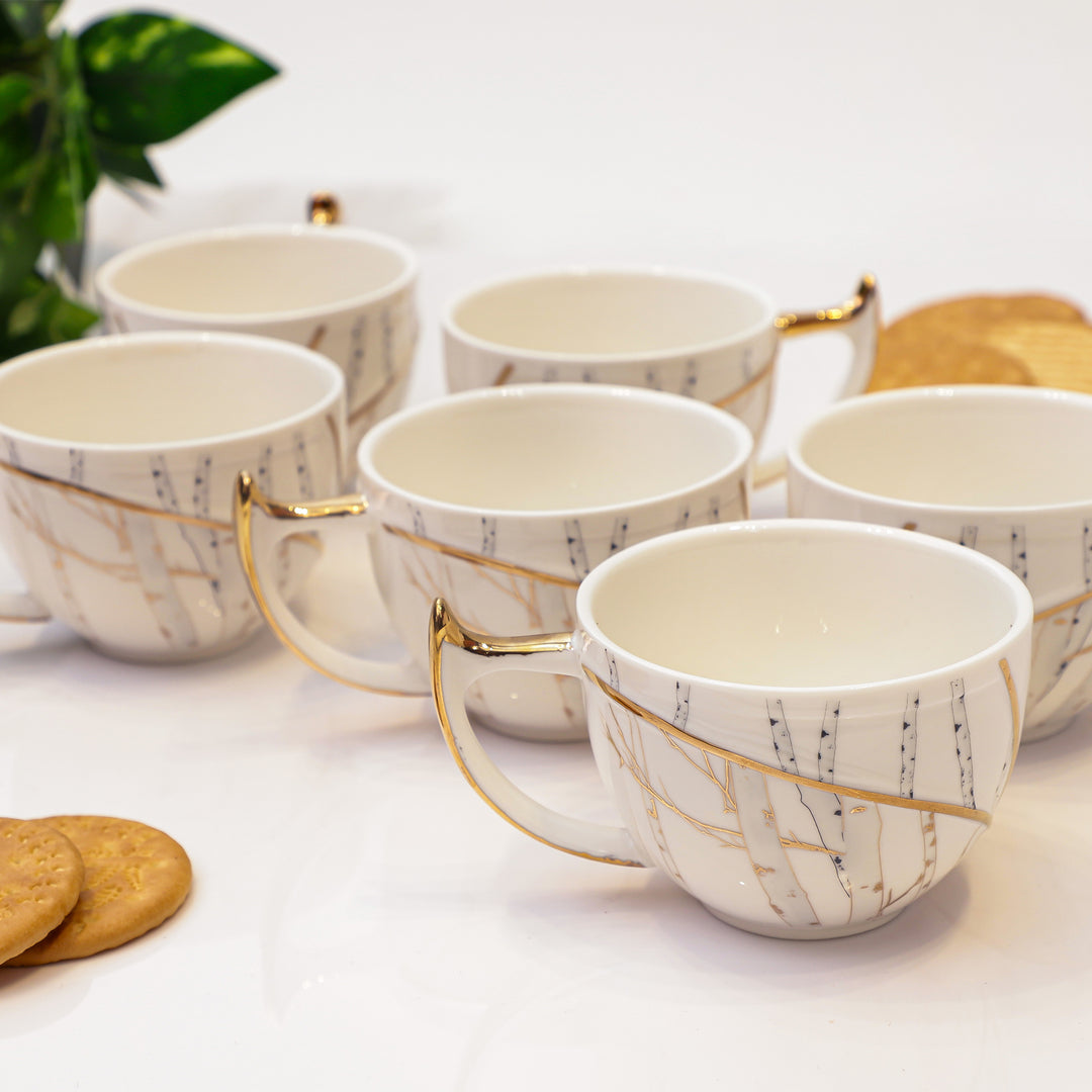 Elegant Golden Striped Teacup Set