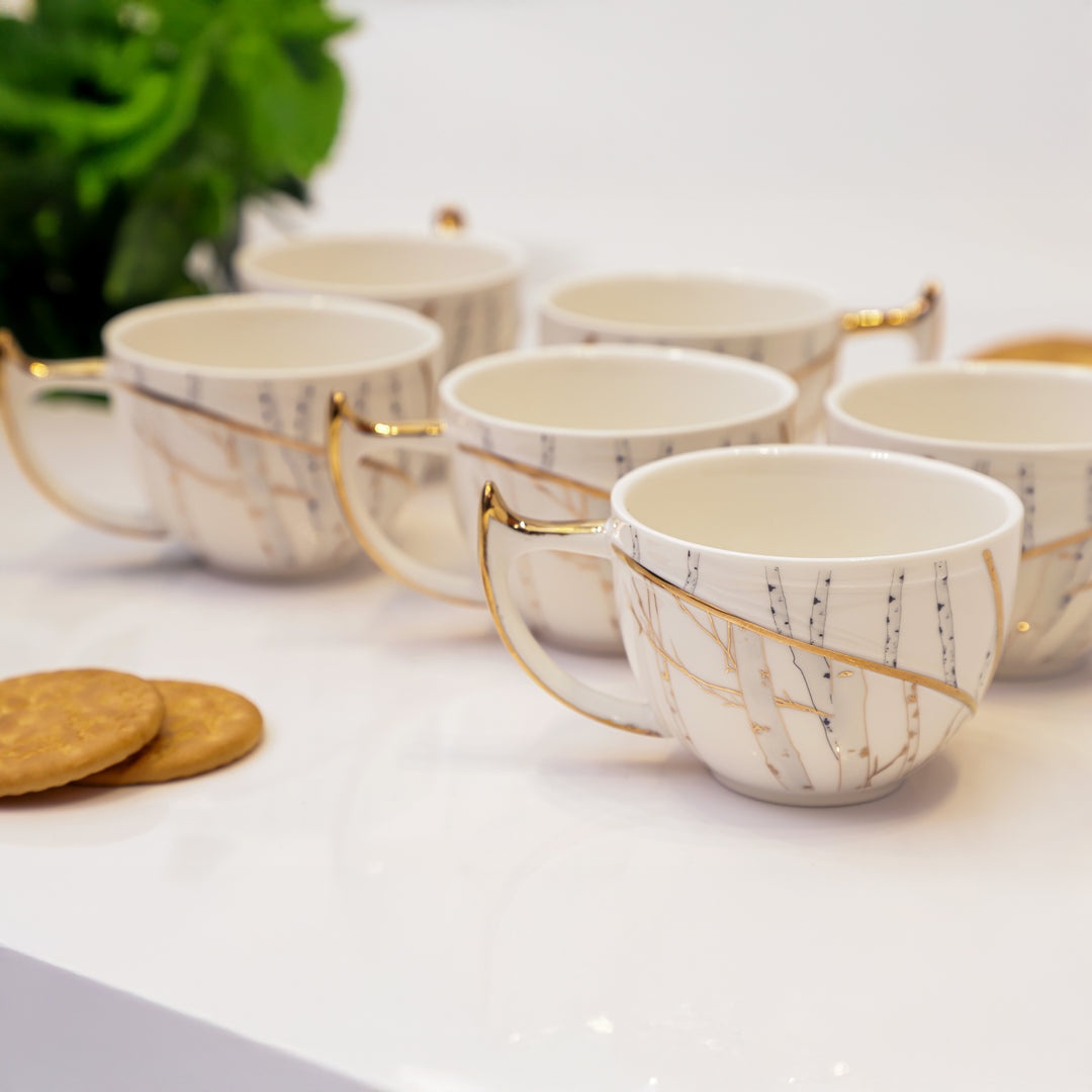 Elegant Golden Striped Teacup Set