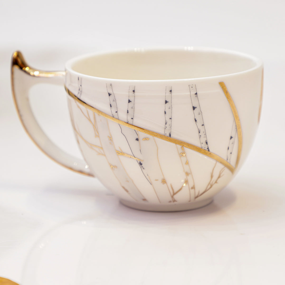 Elegant Golden Striped Teacup Set