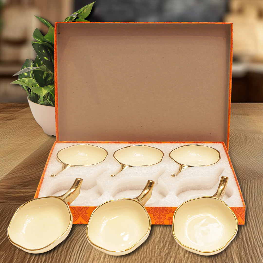 Elegant 6-Piece Cream Ceramic Serving Set