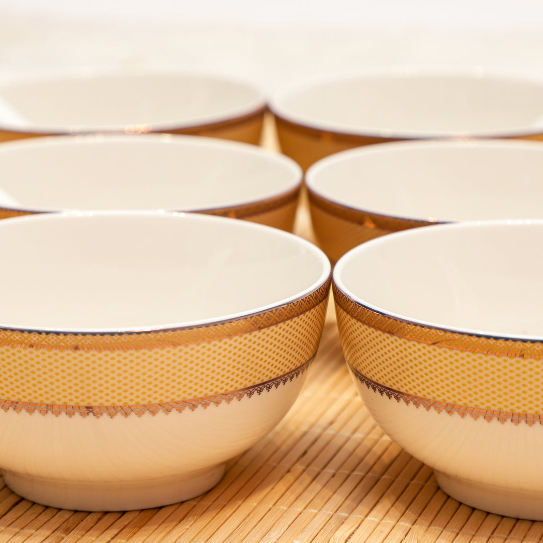 Golden Bloom Ceramic Bowl & Spoon Set