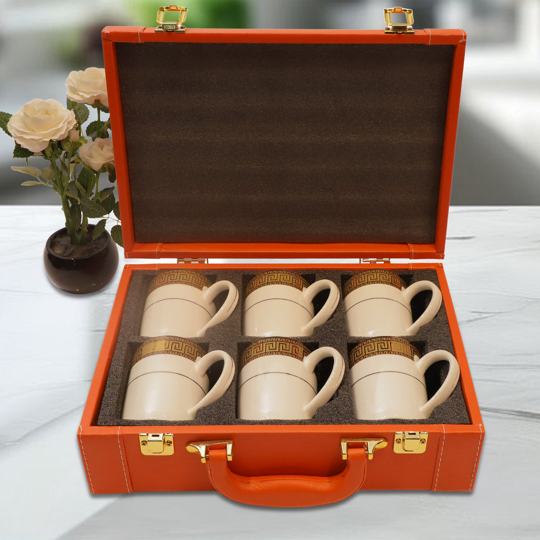 Royal Gold-Trimmed Ceramic Mug Set
