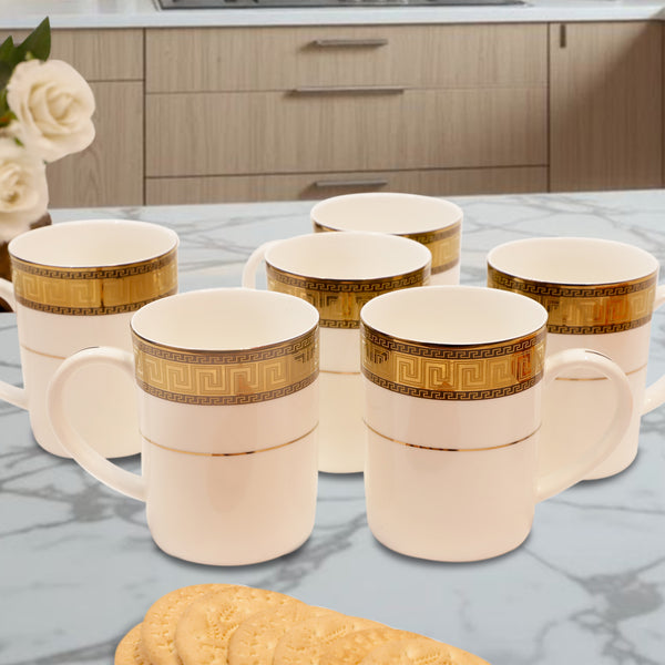 Royal Gold-Trimmed Ceramic Mug Set