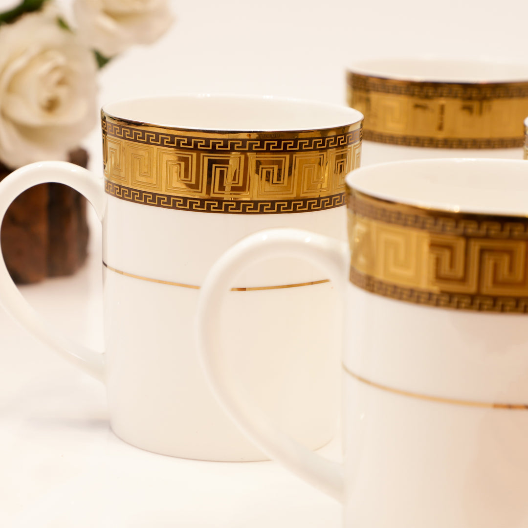 Royal Gold-Trimmed Ceramic Mug Set