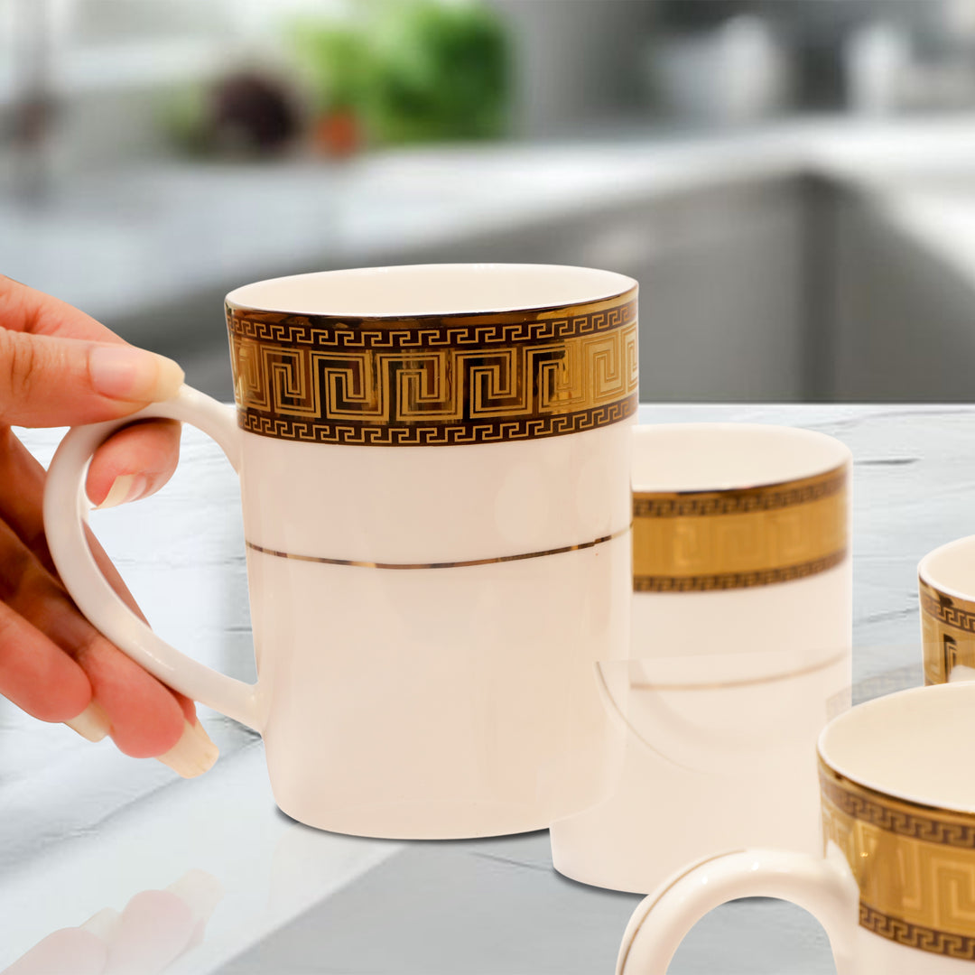 Royal Gold-Trimmed Ceramic Mug Set