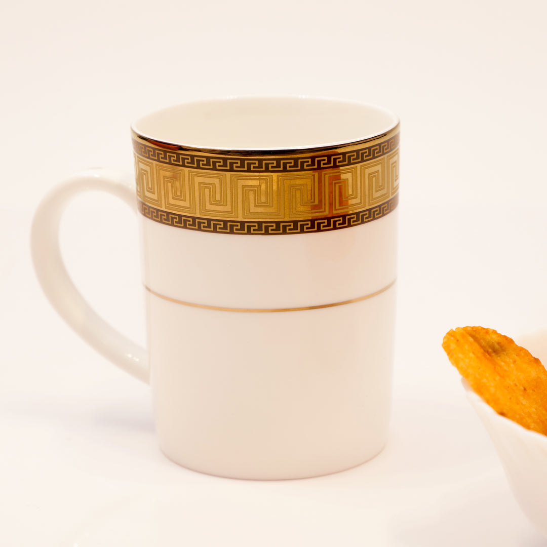 Royal Gold-Trimmed Ceramic Mug Set
