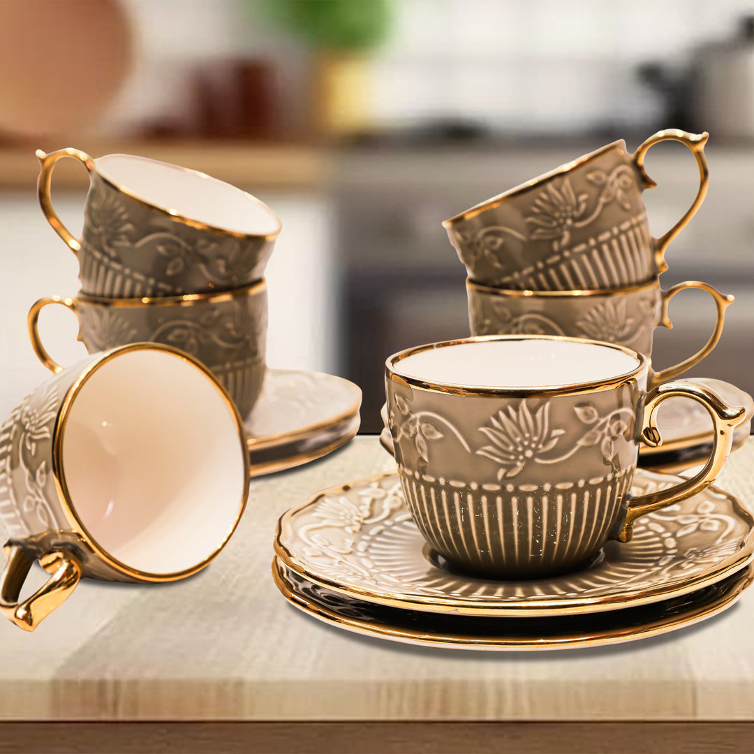 Golden Lotus Elegance Cup & Saucer Set