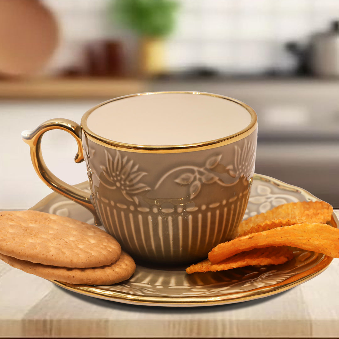 Golden Lotus Elegance Cup & Saucer Set