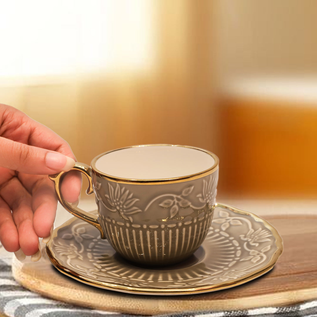 Golden Lotus Elegance Cup & Saucer Set