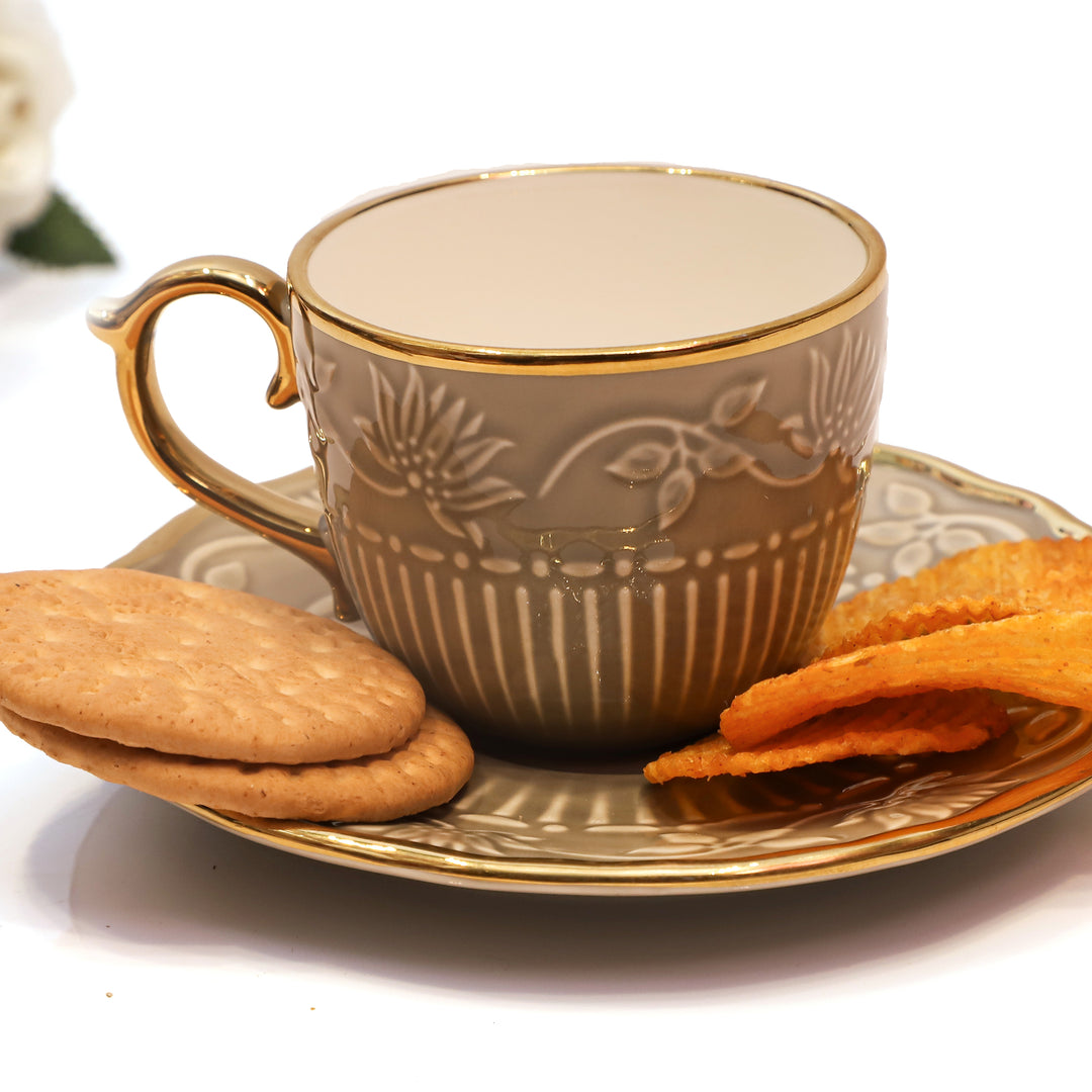 Golden Lotus Elegance Cup & Saucer Set