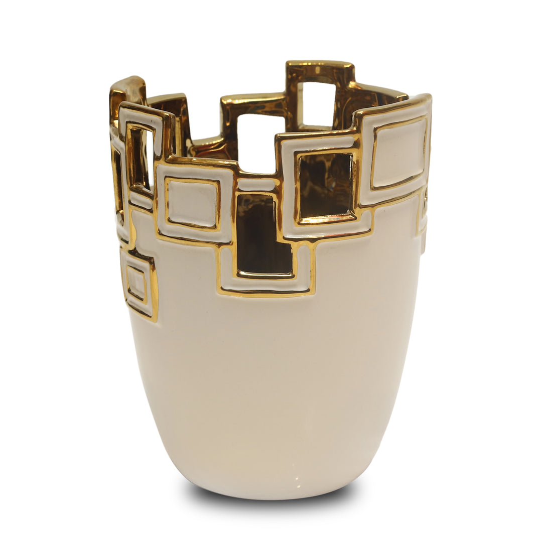 Golden Grace Ceramic Flower Vase