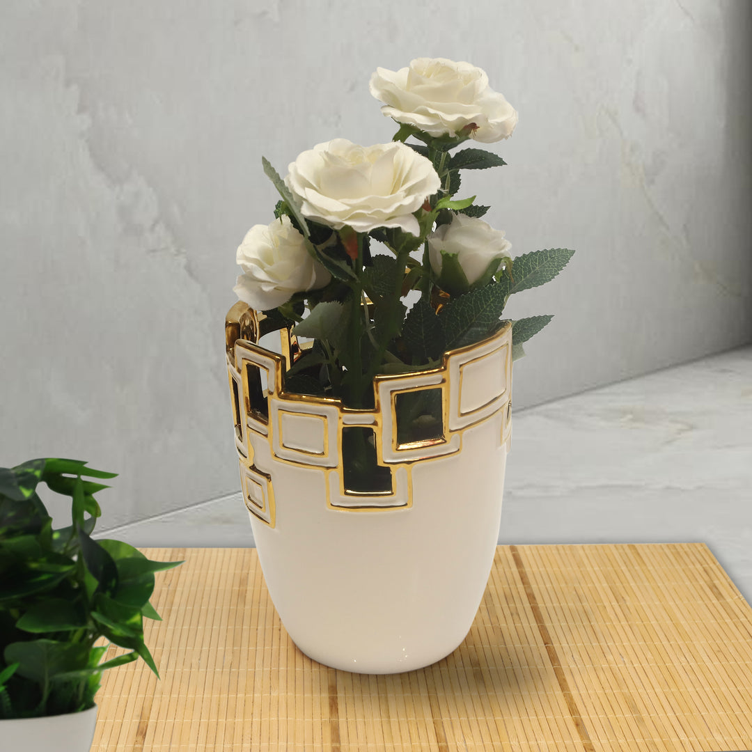 Golden Grace Ceramic Flower Vase