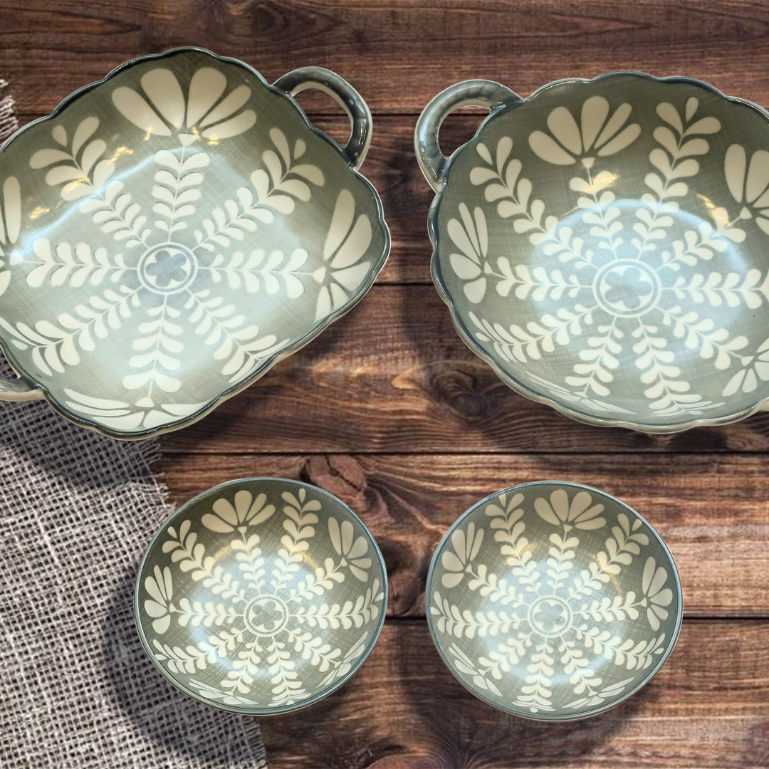 Olive Bloom Ceramic Bowl Set