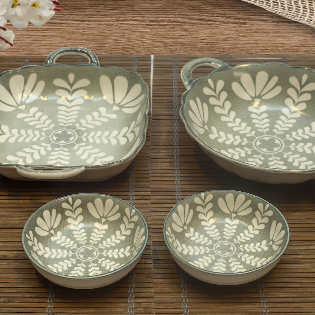 Olive Bloom Ceramic Bowl Set
