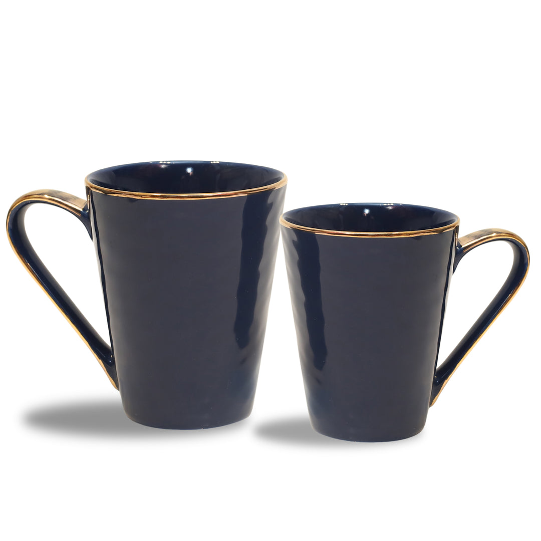 Golden Rim Navy Duo Mugs