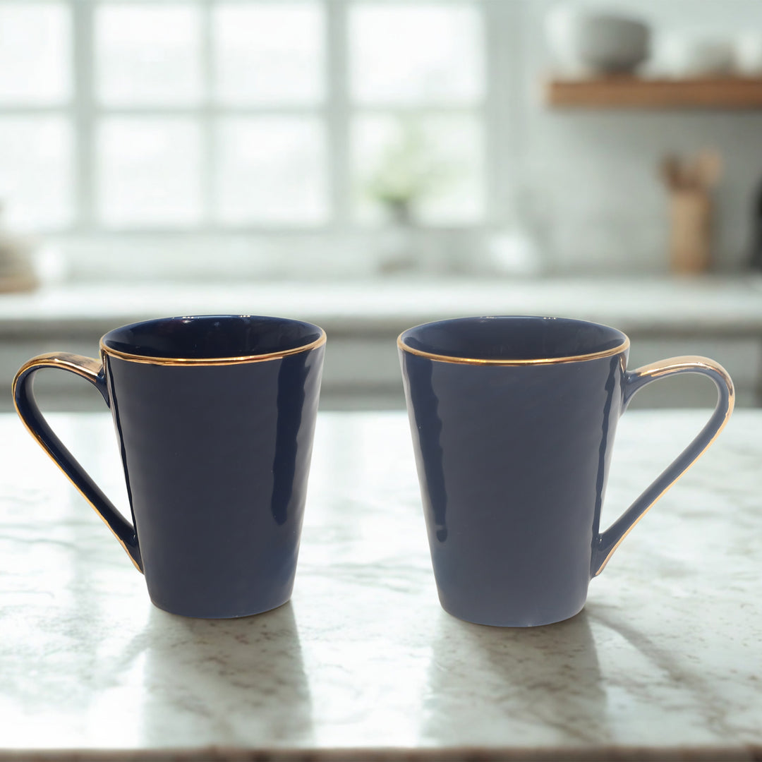 Golden Rim Navy Duo Mugs
