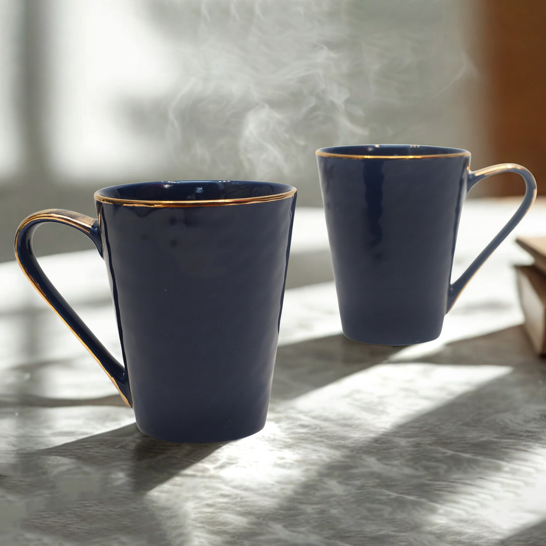Golden Rim Navy Duo Mugs