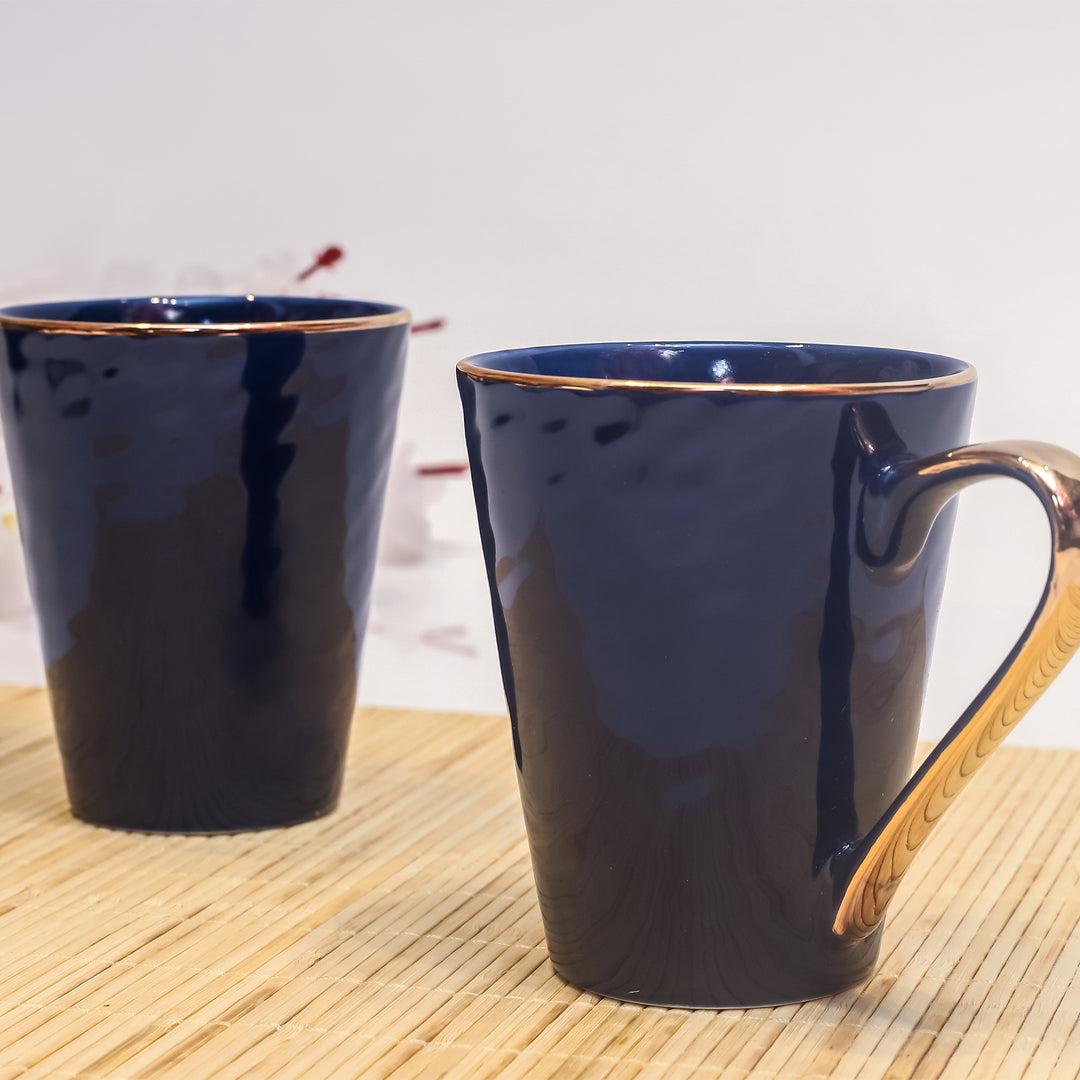 Golden Rim Navy Duo Mugs