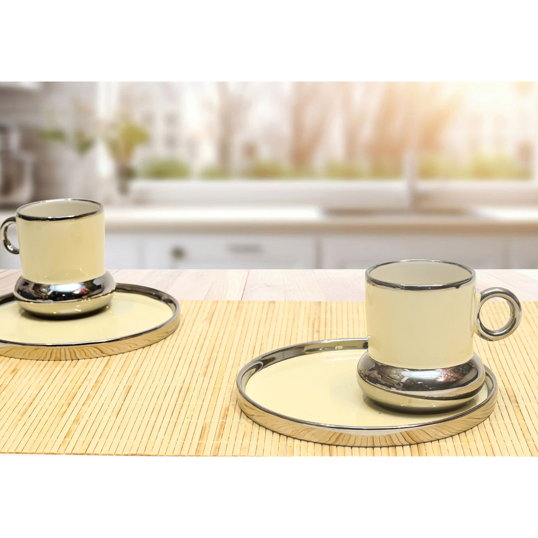 Silver Luxe Porcelain Mug Set