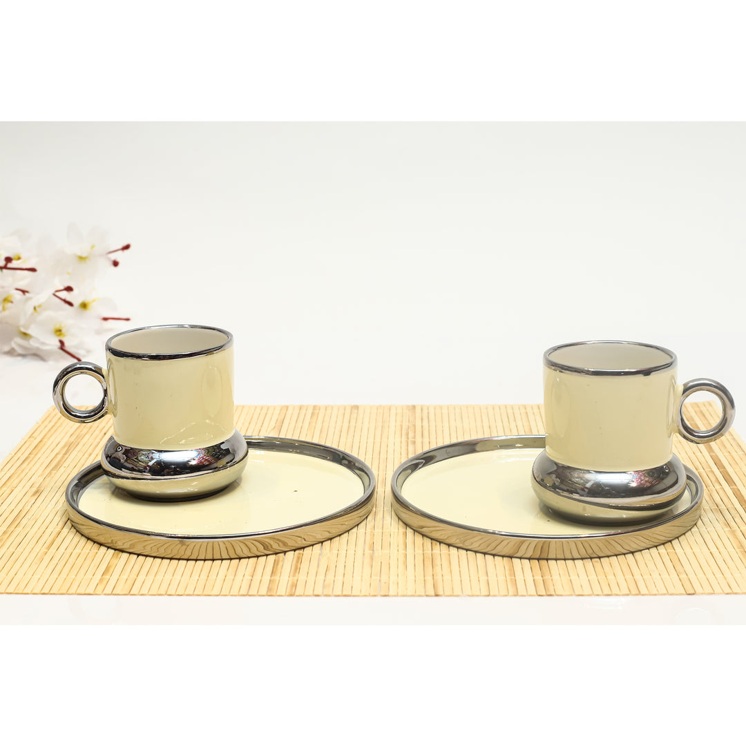 Silver Luxe Porcelain Mug Set