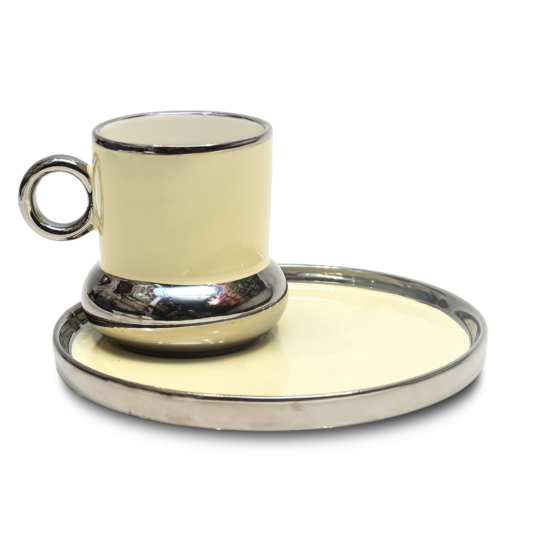 Silver Luxe Porcelain Mug Set