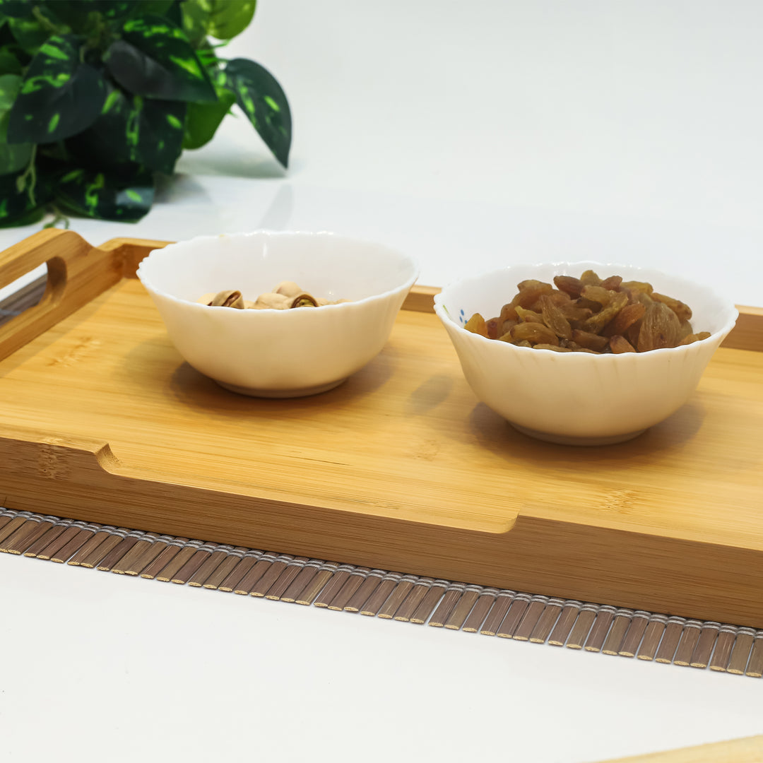 Ecoserve Natural Bamboo Wooden Serving Tray With Handles