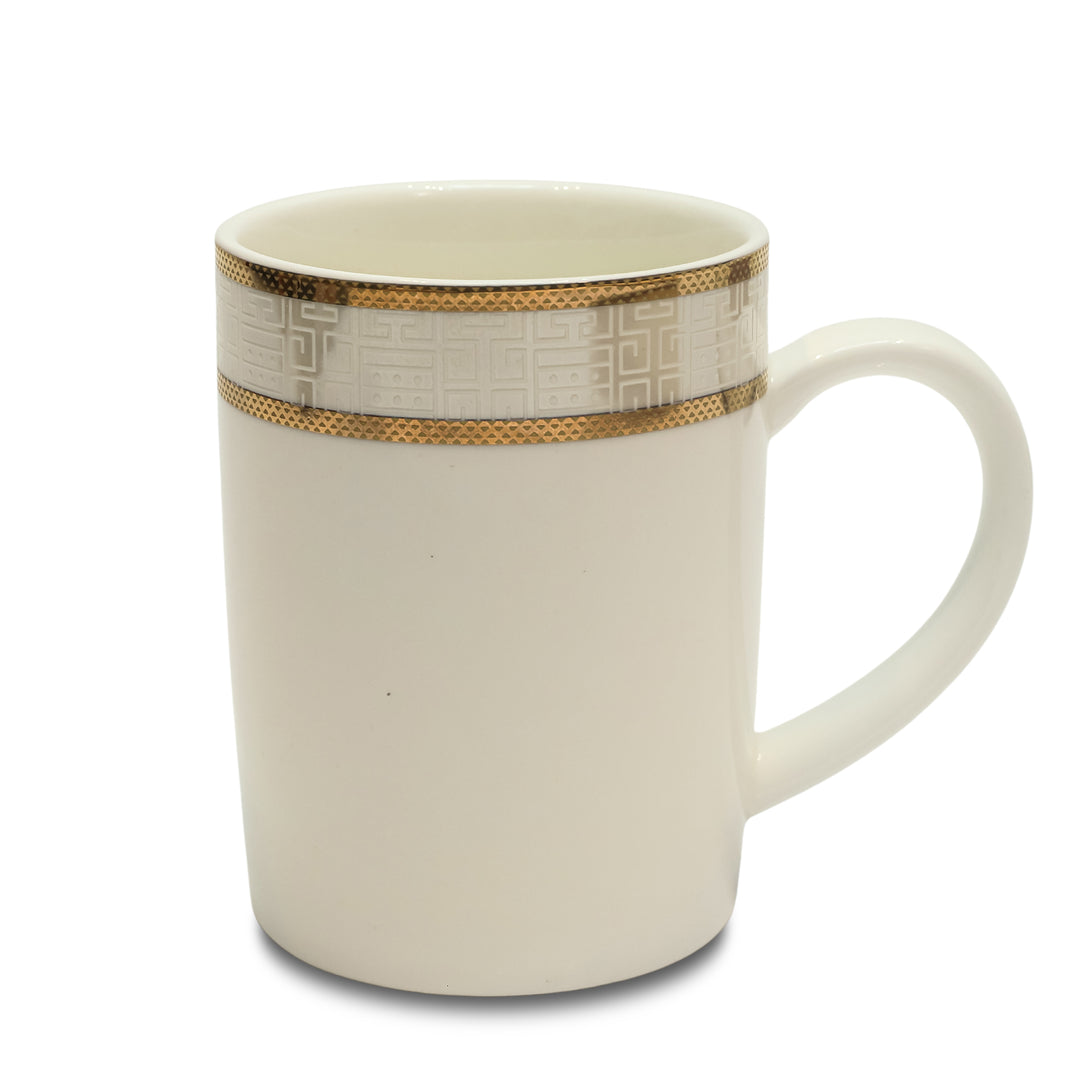 Elegant Ivory Gold Rim Ceramic Mug