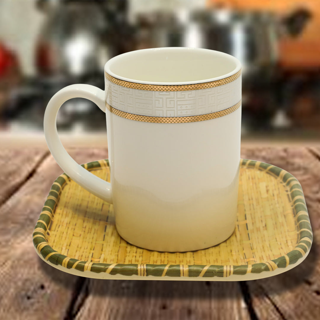 Elegant Ivory Gold Rim Ceramic Mug