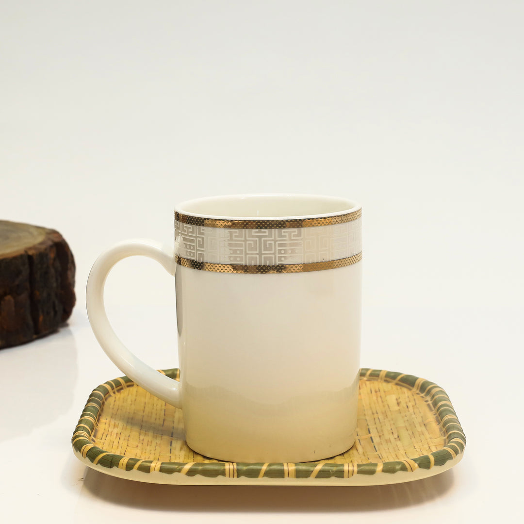 Elegant Ivory Gold Rim Ceramic Mug