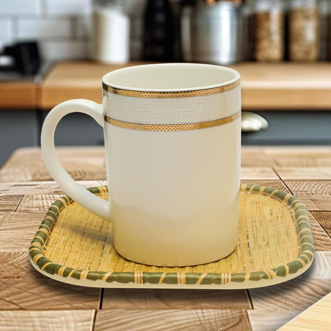 Elegant Ivory Gold Rim Ceramic Mug