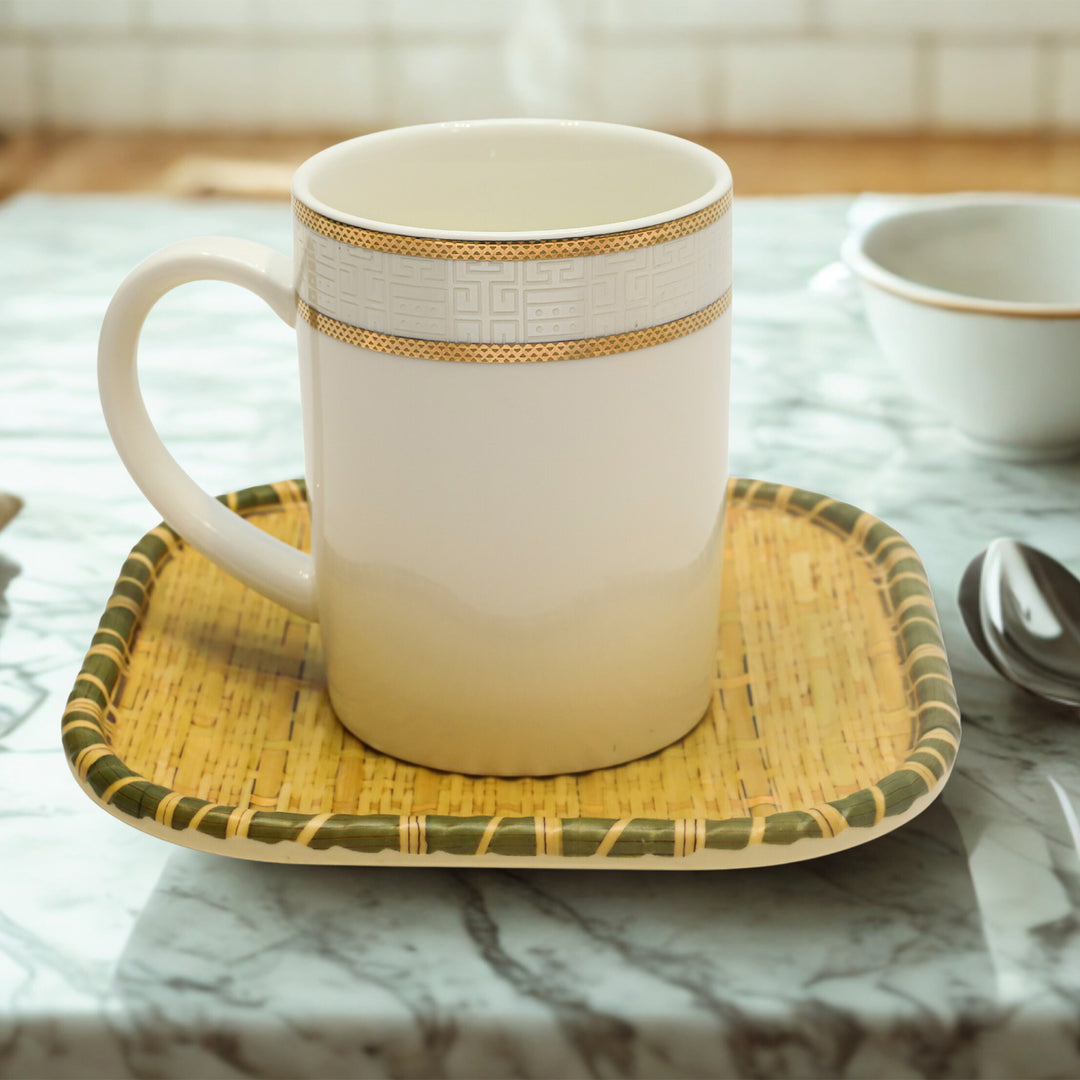 Elegant Ivory Gold Rim Ceramic Mug