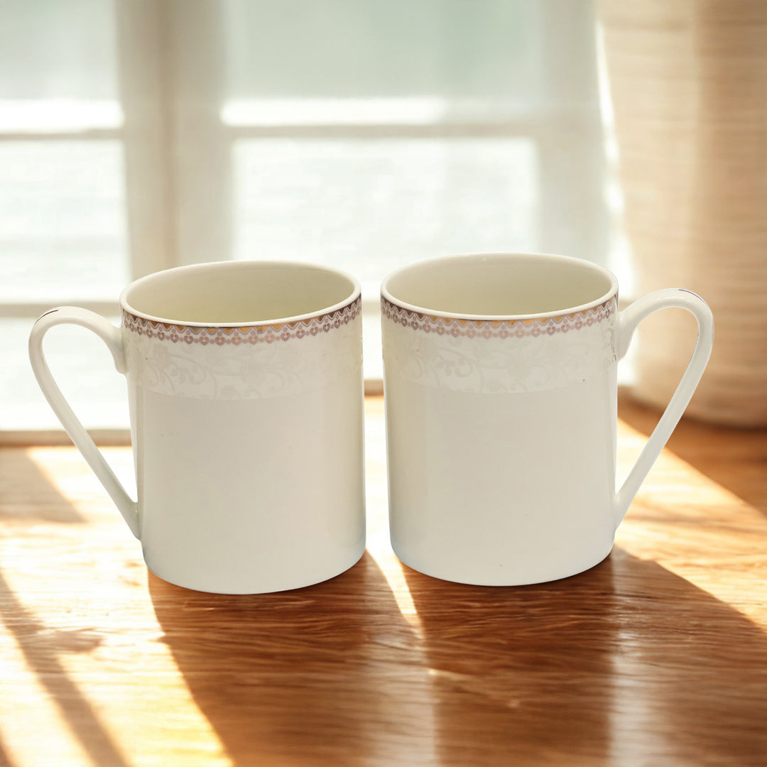 Classic Ivory Bloom Ceramic Mug Set