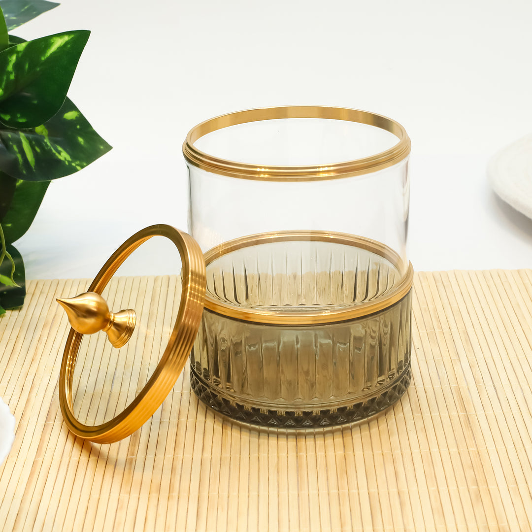 Golden Elegance Glass Jar