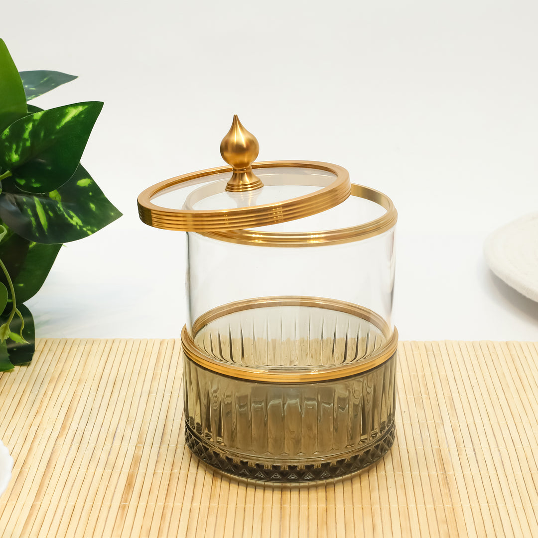 Golden Elegance Glass Jar
