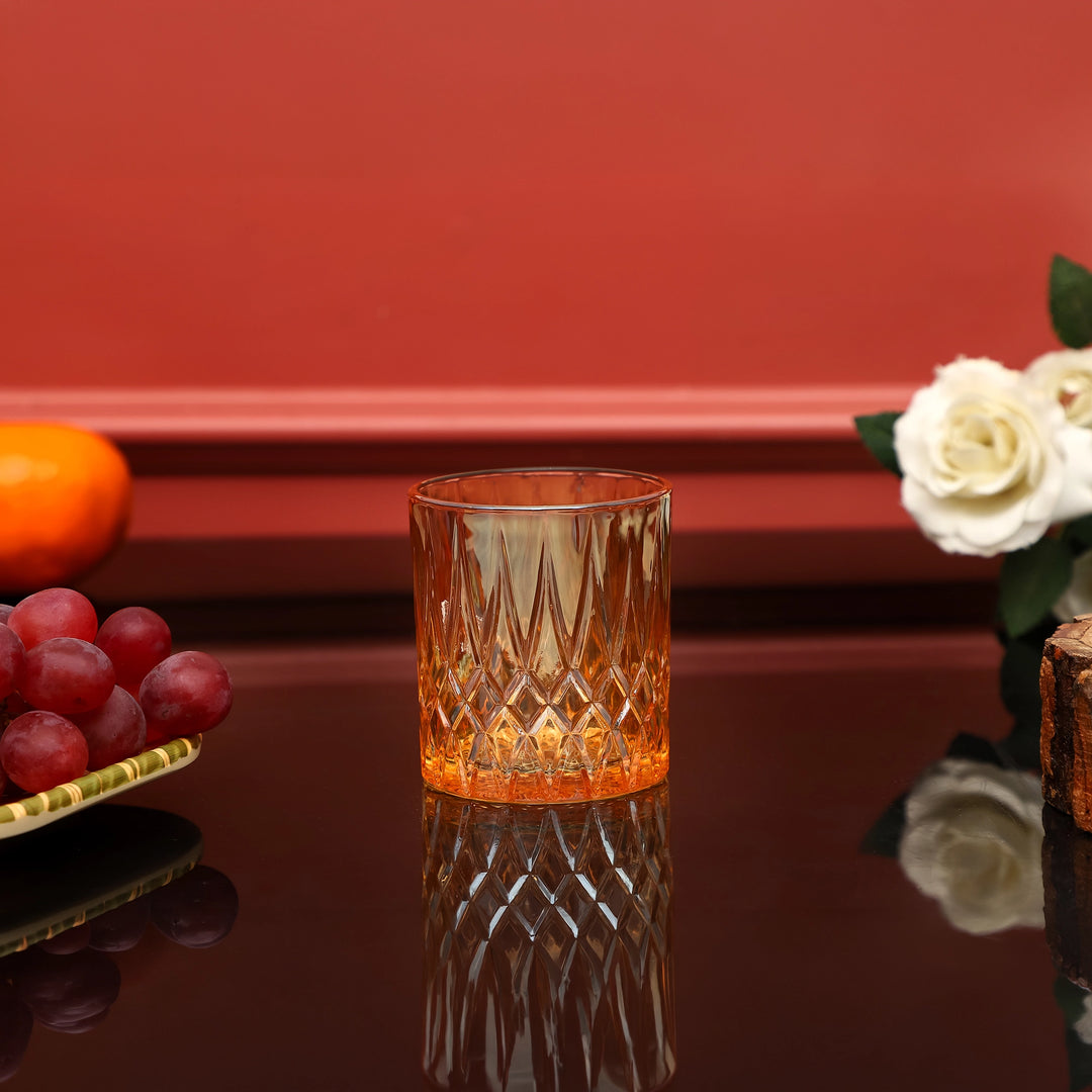 Amber Luxe Cut Glass Tumbler Glasses