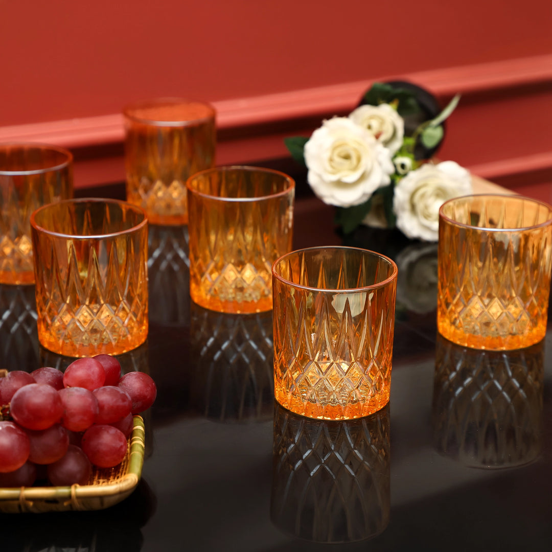 Amber Luxe Cut Glass Tumbler Glasses