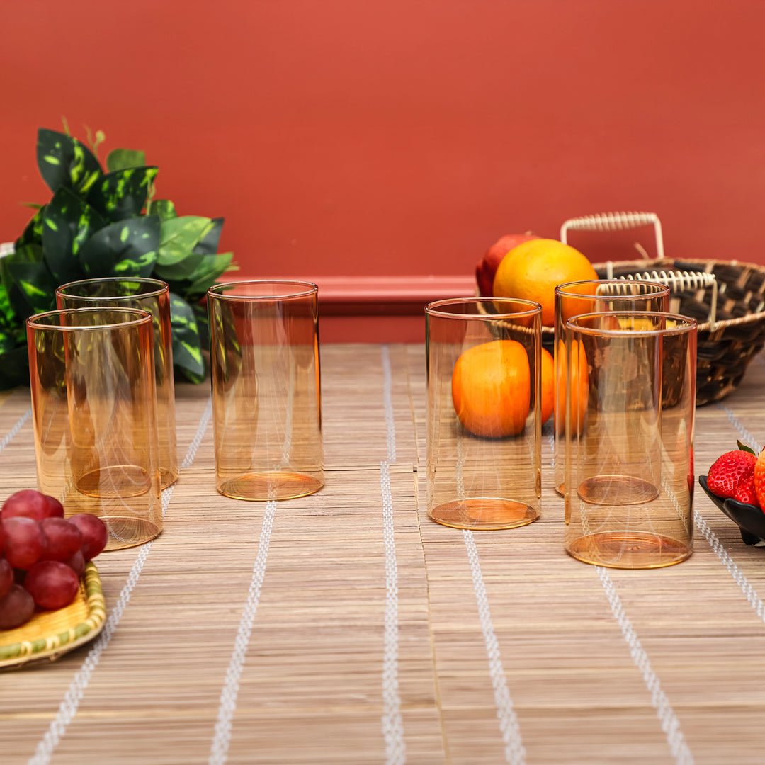 Amber Glow Cylindrical Glass Set