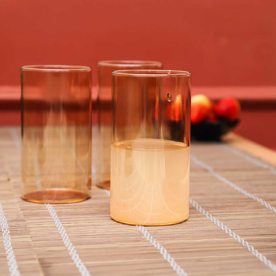 Amber Glow Cylindrical Glass Set