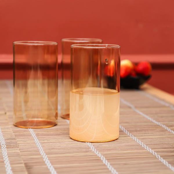 Amber Glow Cylindrical Glass Set