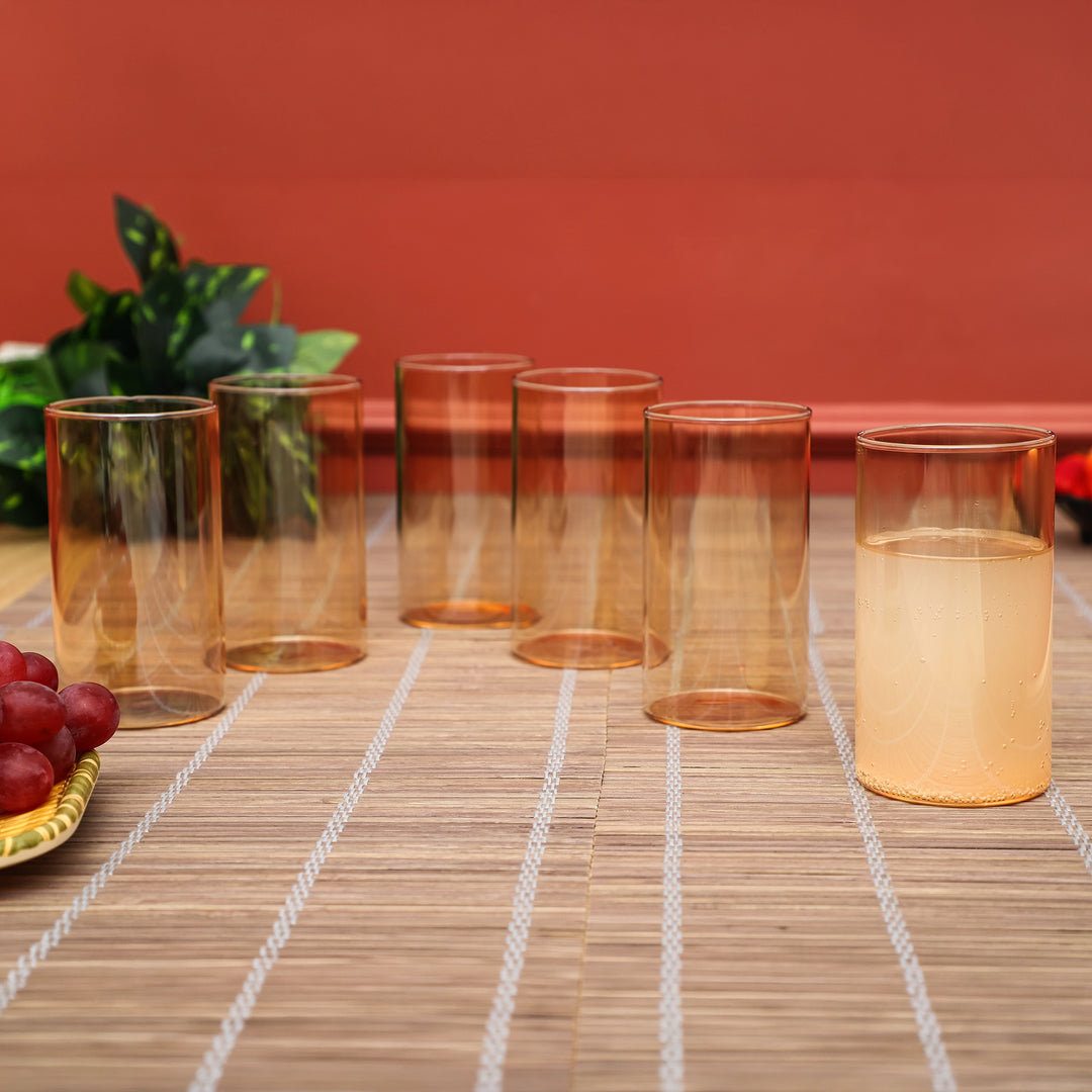 Amber Glow Cylindrical Glass Set