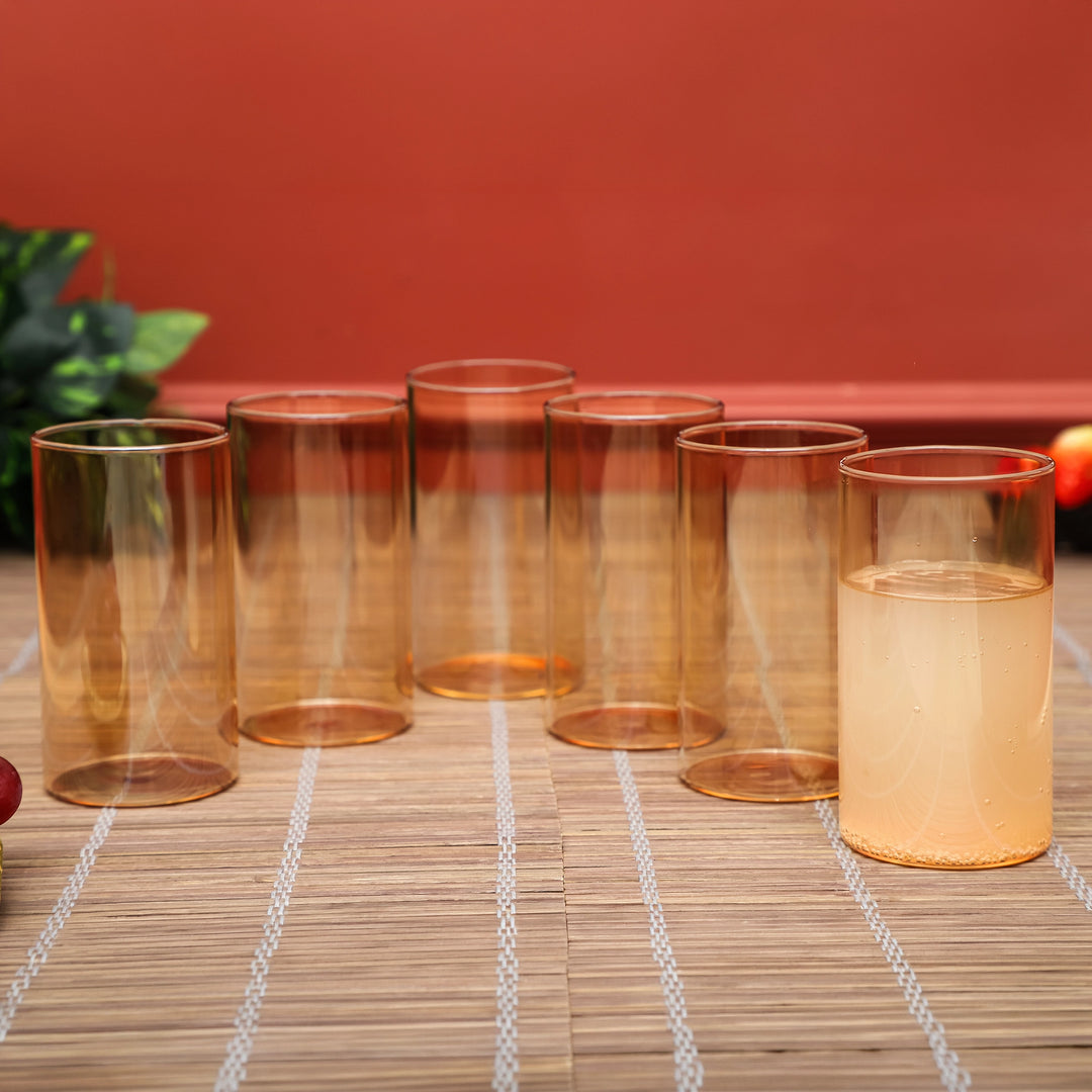 Amber Glow Cylindrical Glass Set