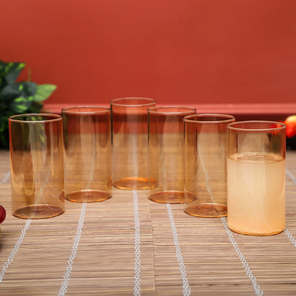 Amber Glow Cylindrical Glass Set