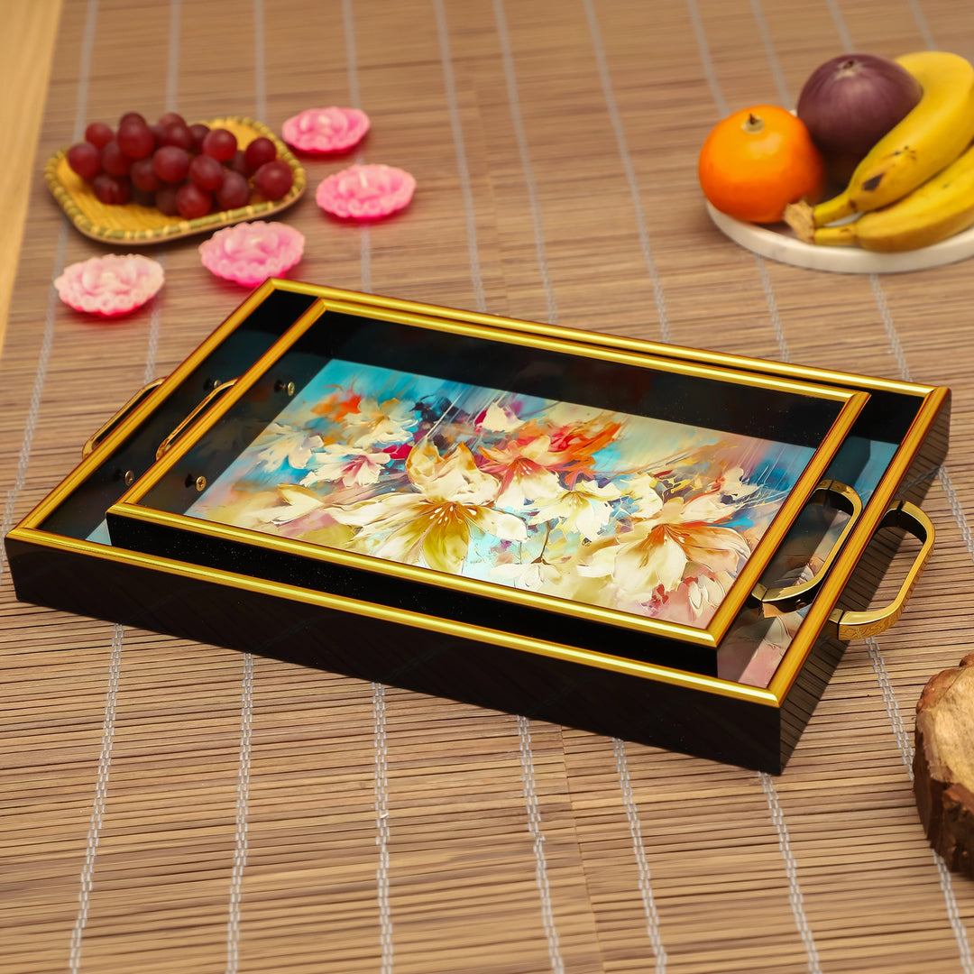 Flora Gleam Luxe Serving Trays