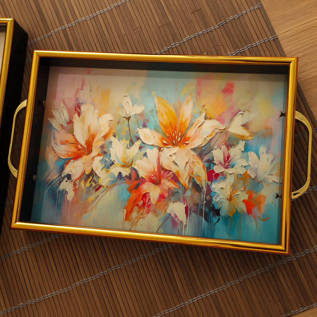 Flora Gleam Luxe Serving Trays
