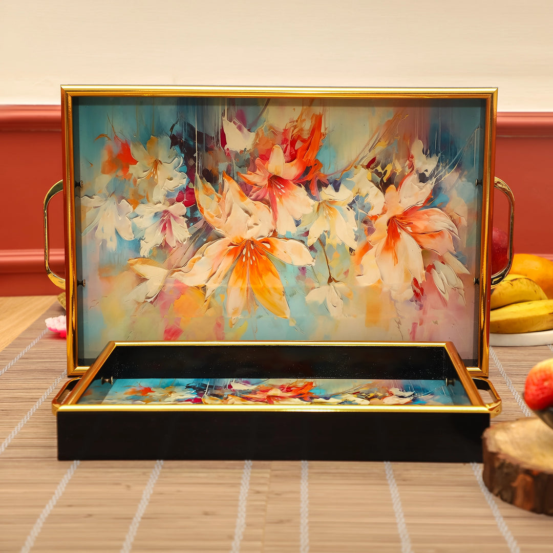 Flora Gleam Luxe Serving Trays