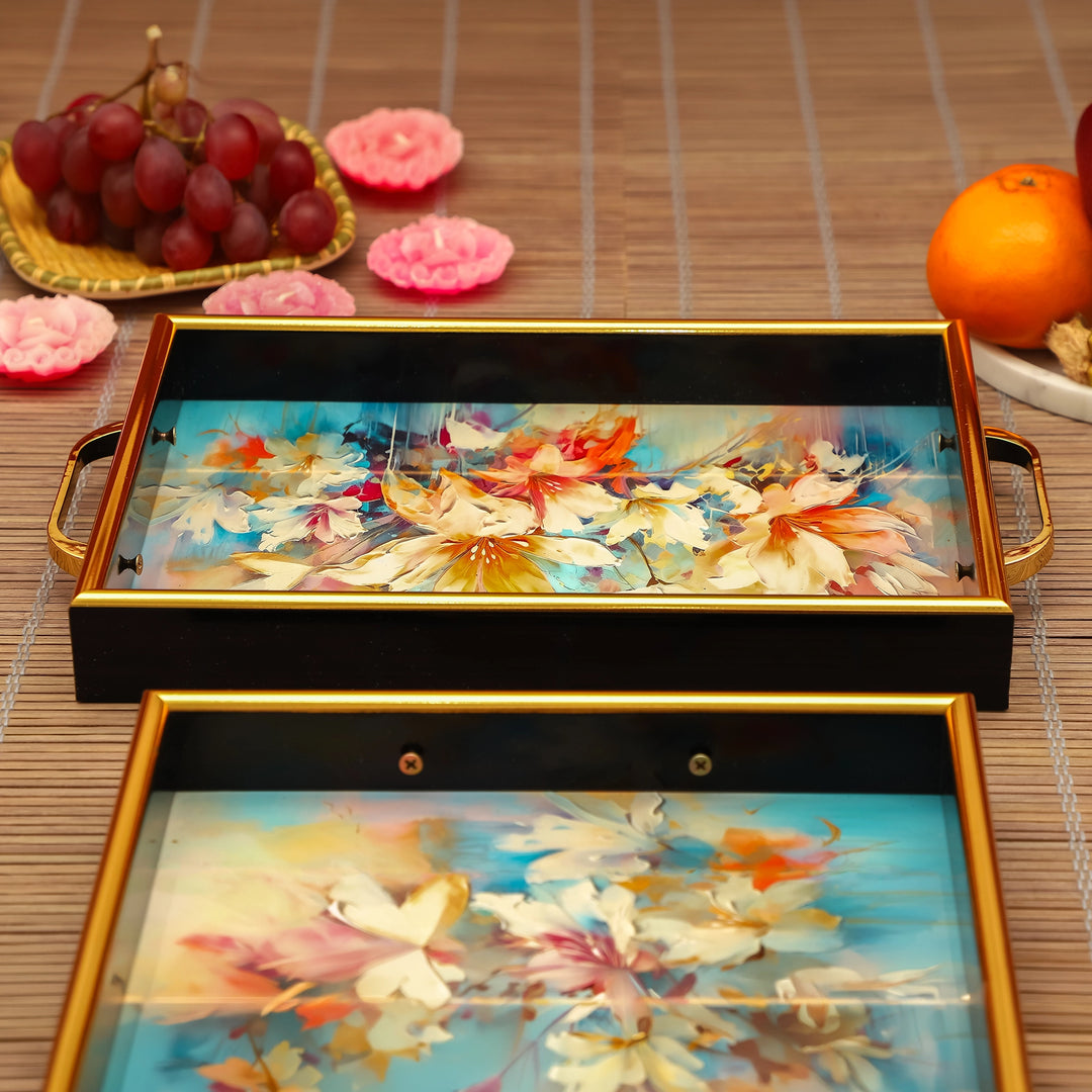 Flora Gleam Luxe Serving Trays